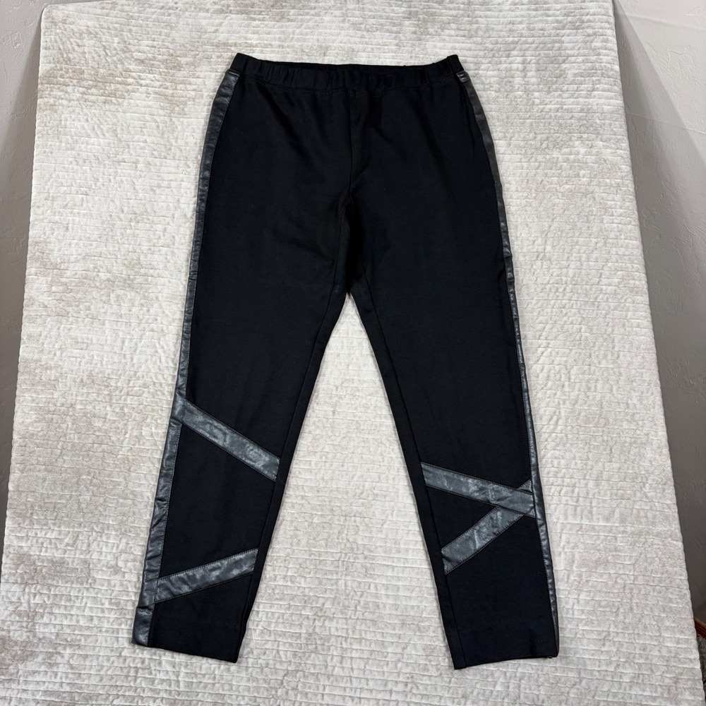 Joseph Ribkoff Black Faux Leather Trim Moto Leggings Pants Size 14 Canada